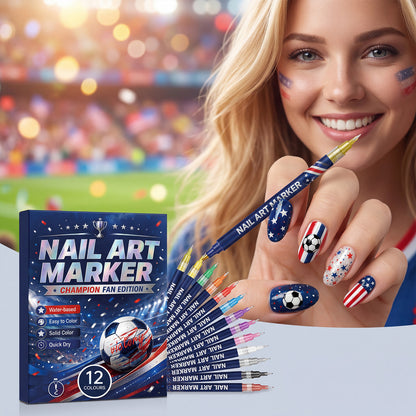 👉 Fan-Theme Nail Art Marker Set – 12 Colors DIY Game Day Nails, Quick-Dry & Beginner Friendly