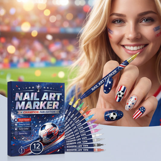 👉 Fan-Theme Nail Art Marker Set – 12 Colors DIY Game Day Nails, Quick-Dry & Beginner Friendly