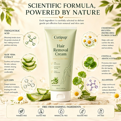 Cutipup Natural Gentle Hair Removal Cream | For Women & Men, Sensitive Skin