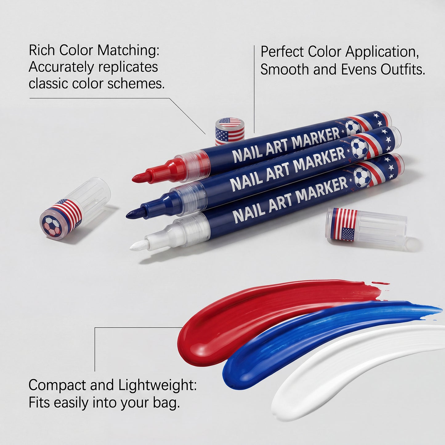 👉 Fan-Theme Nail Art Marker Set – 12 Colors DIY Game Day Nails, Quick-Dry & Beginner Friendly