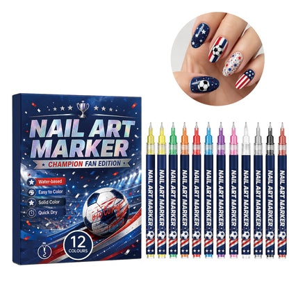 👉 Fan-Theme Nail Art Marker Set – 12 Colors DIY Game Day Nails, Quick-Dry & Beginner Friendly