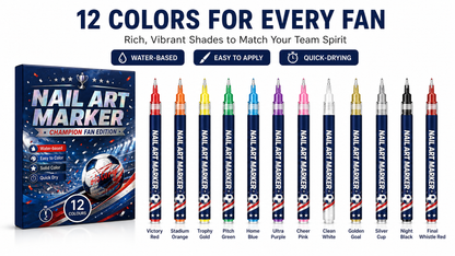 👉 Fan-Theme Nail Art Marker Set – 12 Colors DIY Game Day Nails, Quick-Dry & Beginner Friendly