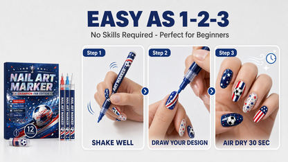 👉 Fan-Theme Nail Art Marker Set – 12 Colors DIY Game Day Nails, Quick-Dry & Beginner Friendly