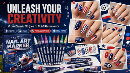 👉 Fan-Theme Nail Art Marker Set – 12 Colors DIY Game Day Nails, Quick-Dry & Beginner Friendly