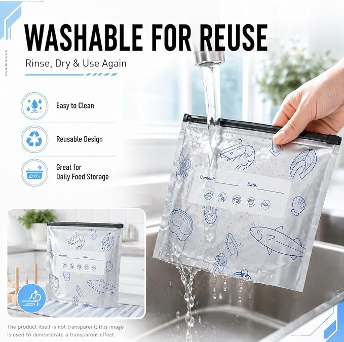 Reusable Aluminum Foil Sealable Storage Bags, 10 Pcs Aluminum foil Freezer Bags