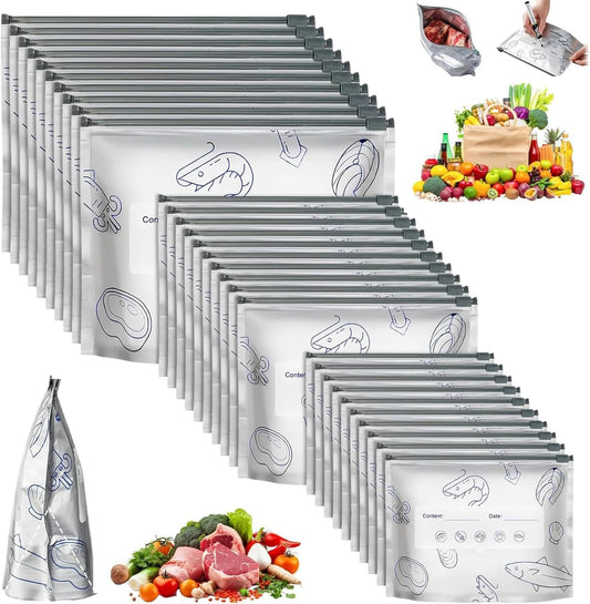Reusable Aluminum Foil Sealable Storage Bags, 10 Pcs Aluminum foil Freezer Bags