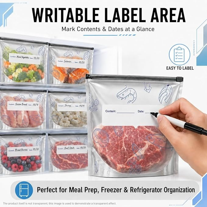 Reusable Aluminum Foil Sealable Storage Bags, 10 Pcs Aluminum foil Freezer Bags